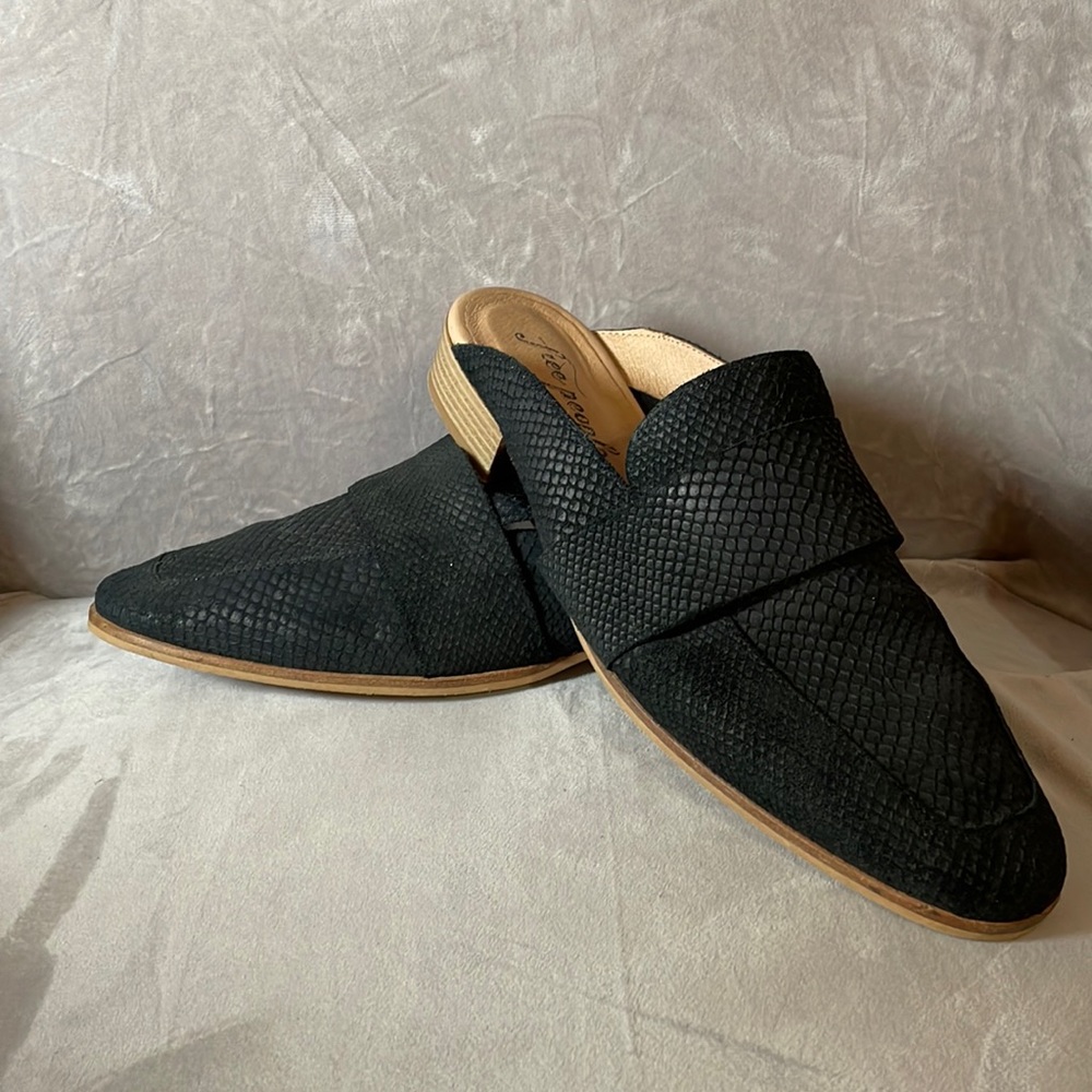 NWOT Free People At Ease Black Leather Mule Size 41.5